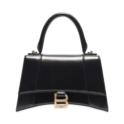 BALENCIAGA Women's Hourglass Small Top Handle Bag "Black"