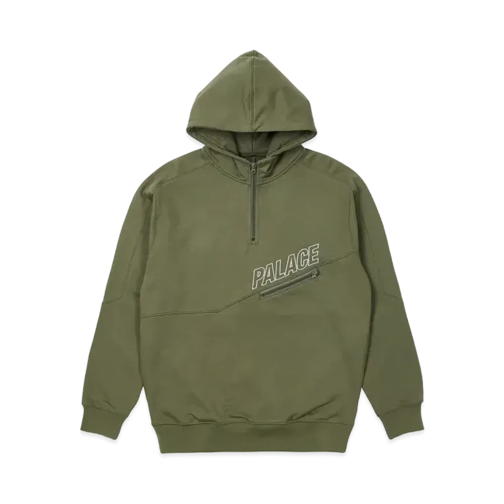 PALACE SLANT 1/4 ZIP HOOD "Green"