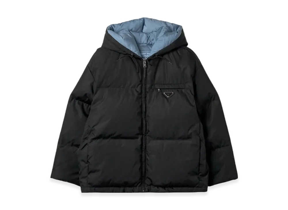 PRADA Women's Re-Nylon Gabardine Hooded Down Jacket "Black"