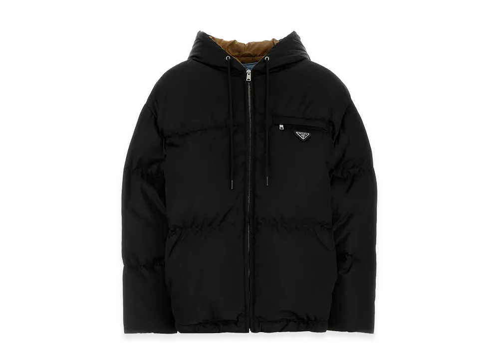 PRADA Women's Contrasting Lining Hooded Down Jacket "Black"