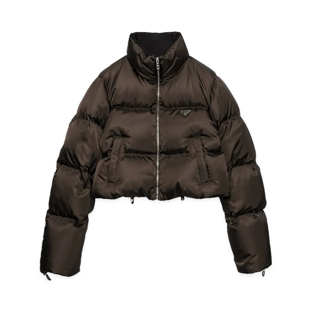 PRADA Women's Piumino Cropped In Re-Nylon "Brown"