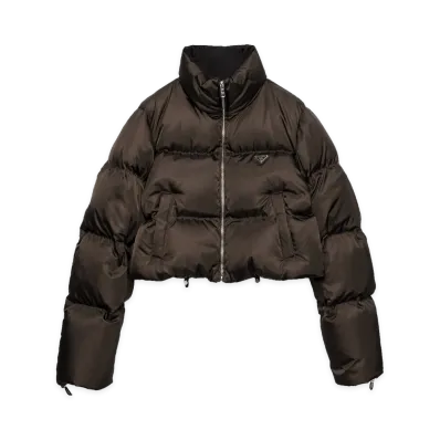 PRADA Women's Piumino Cropped In Re-Nylon "Brown"