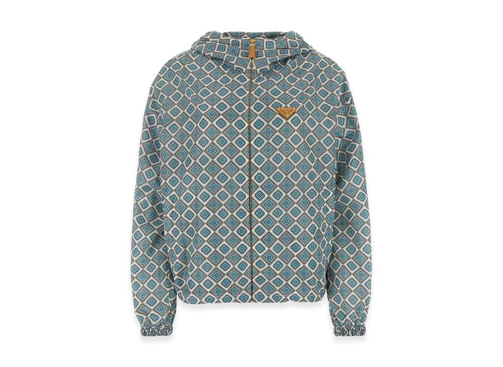 PRADA Women's Printed Nylon Windbreaker "Light Blue"