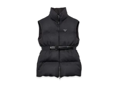 PRADA Women's Flannel Down Vest "Slate Gray"