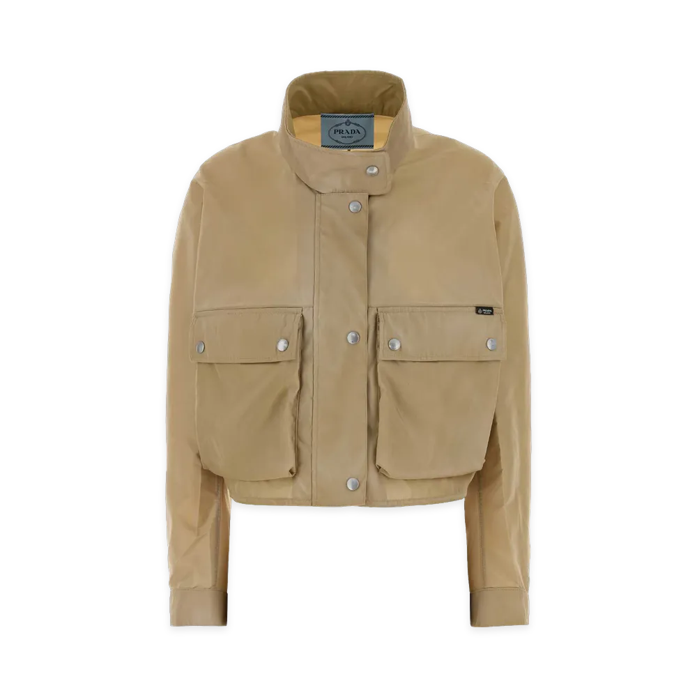 PRADA Women's Washed Re-Nylon Jacket "Camel Brown"