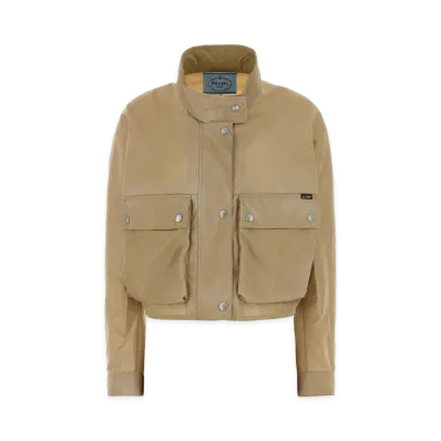 PRADA Women's Washed Re-Nylon Jacket "Camel Brown"