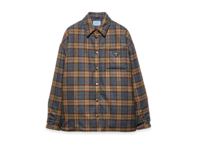 PRADA Women's Checked Wool Twill Lumberjack Jacket "Tobacco"