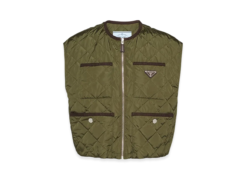 PRADA Women's Quilted Light Re-Nylon Vest "Military Green"