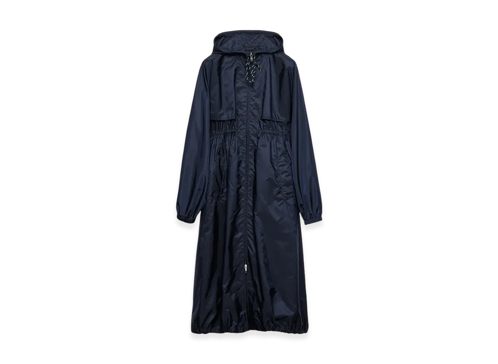 PRADA Women's Long Lightweight Re-Nylon Raincoat "Blue"