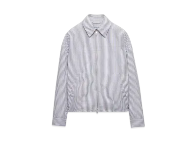 PRADA Women's Striped Poplin Blouson Jacket "White/Navy"
