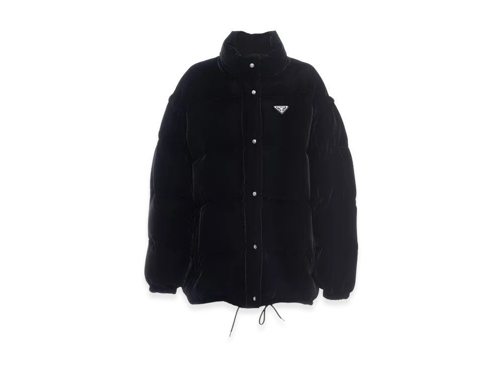 PRADA Women's Convertible Velvet Down Jacket "Black"