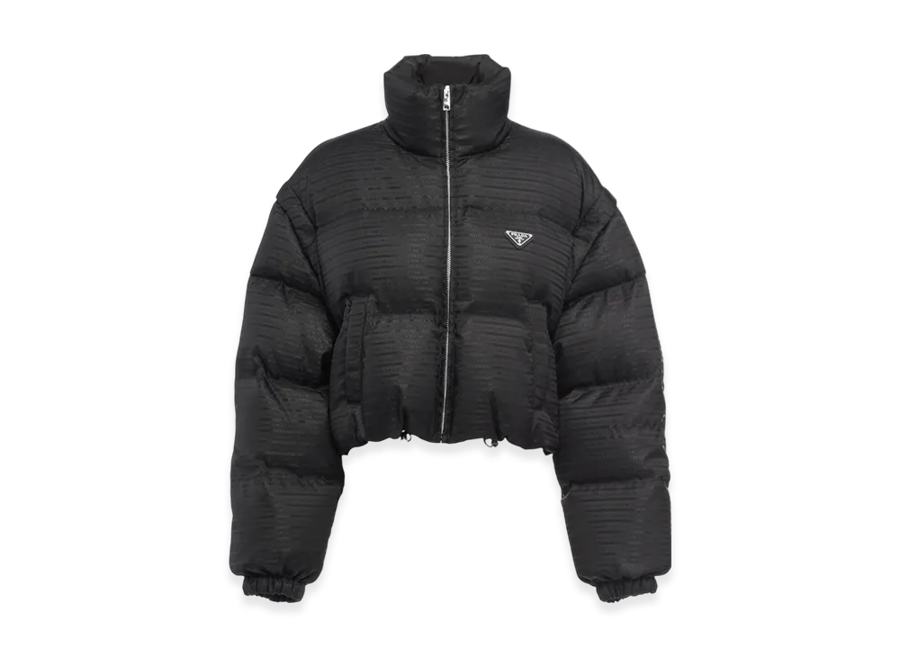 PRADA Women's Re-Nylon Cropped Hooded Down Jacket "Black"