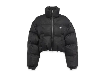 PRADA Women's Re-Nylon Cropped Hooded Down Jacket "Black"