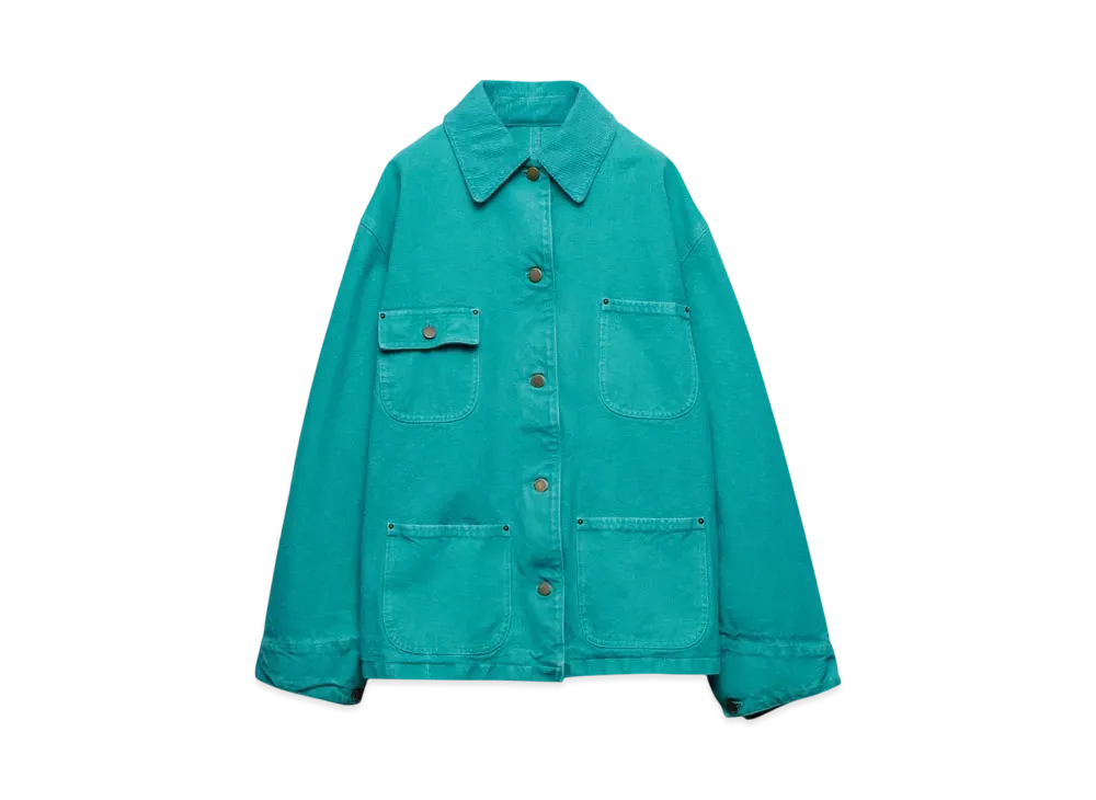 PRADA Women's Canvas Trucker Jacket "Turquoise Blue"