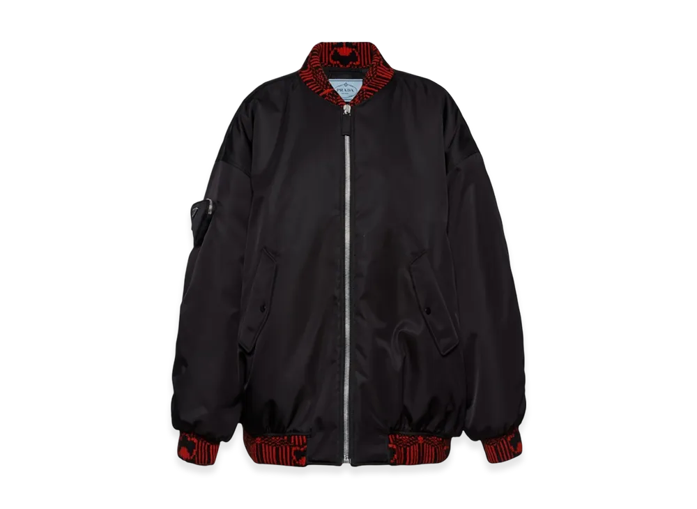 PRADA Women's Re-Nylon Bomber Jacket "Black/Red"