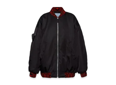 PRADA Women's Re-Nylon Bomber Jacket "Black/Red"