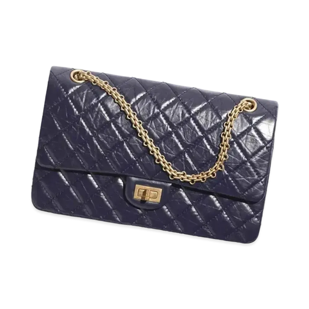 CHANEL Large 2.55 Handbag Aged Calfskin "Navy Blue"