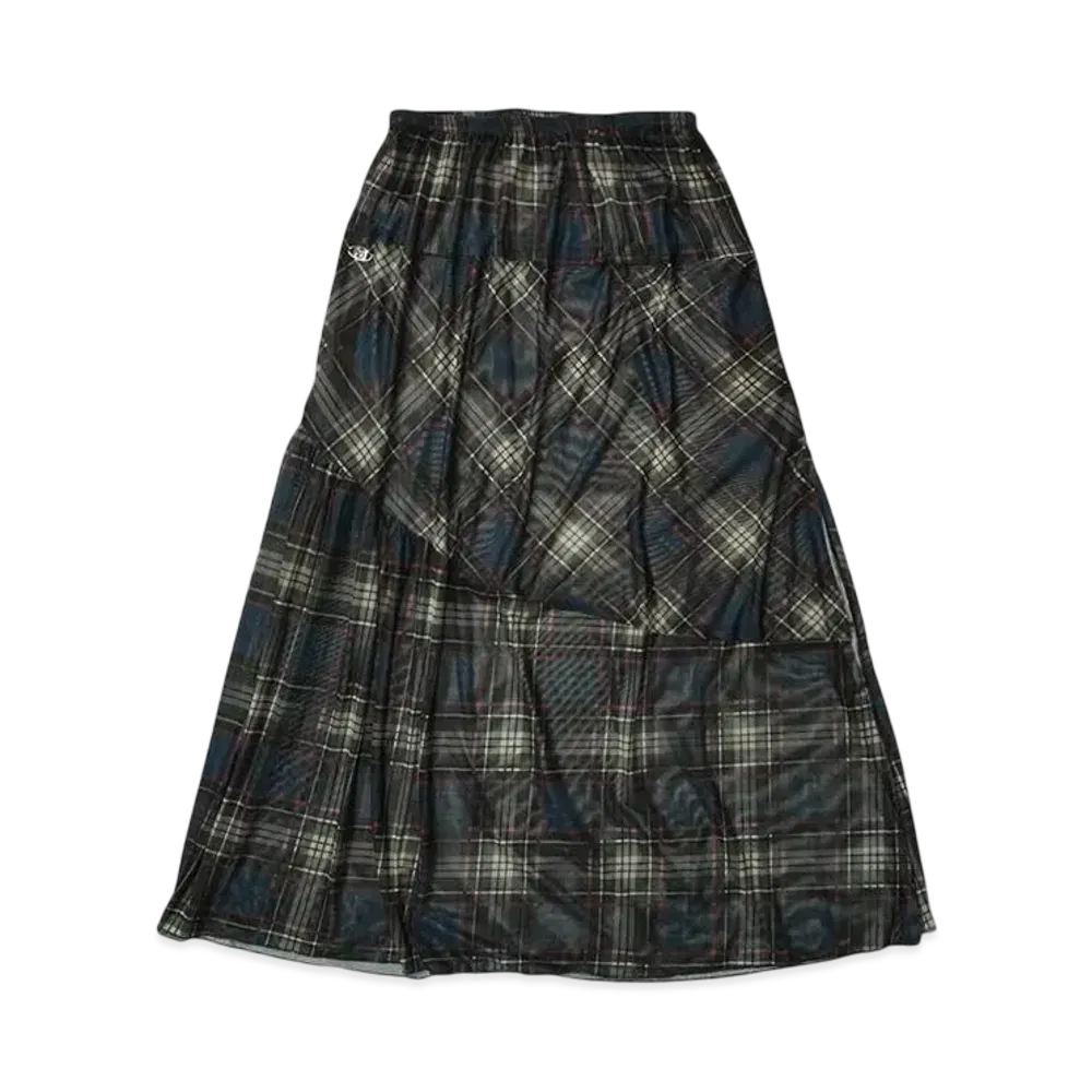 HTH check long skirt "NAVY"