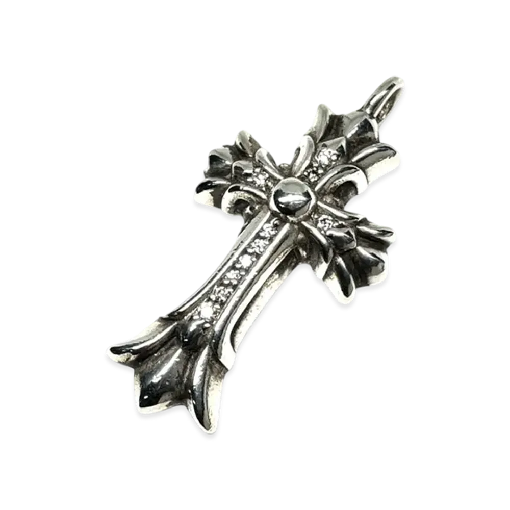 Chrome Hearts Double CH Cross PAVE Diamond Charm "Silver"