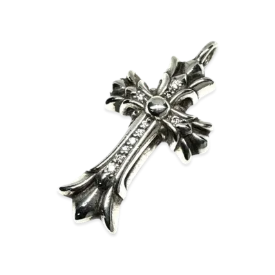 Chrome Hearts Double CH Cross PAVE Diamond Charm "Silver"