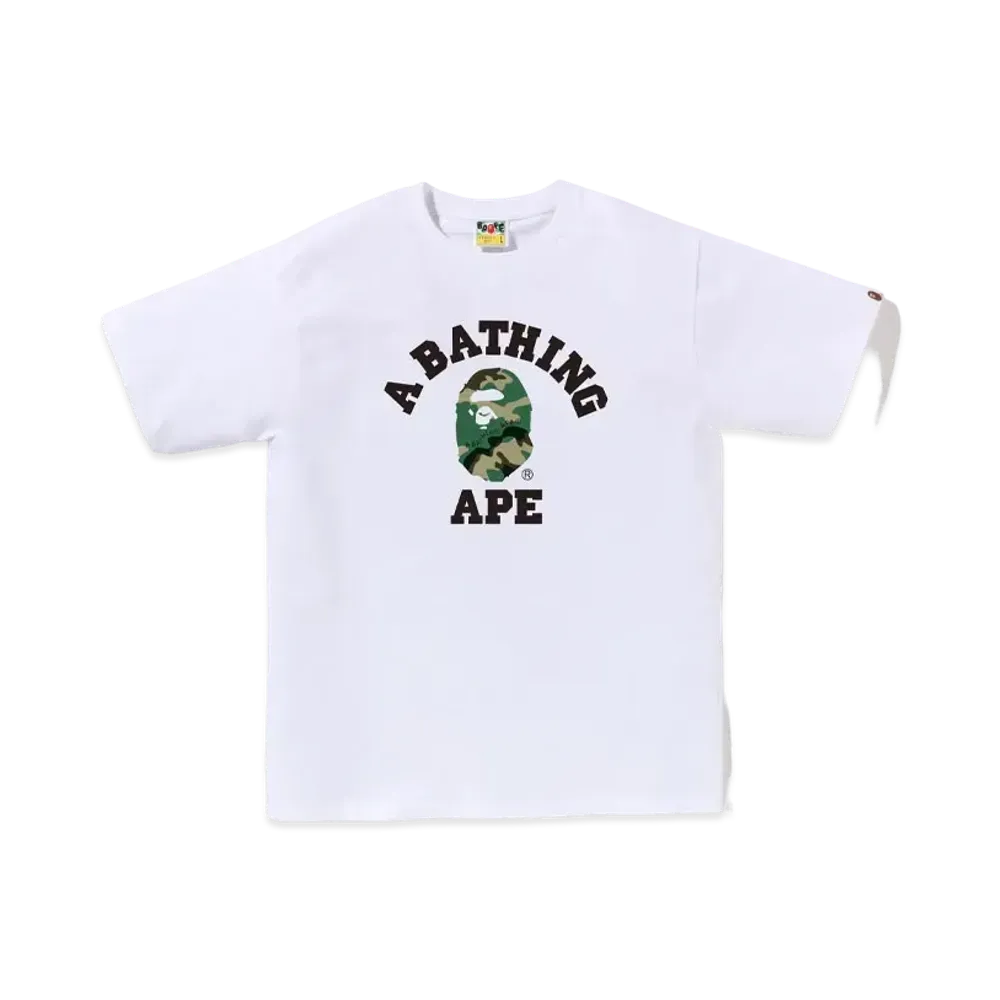 A BATHING APE Woodland Camo College Tee "White"