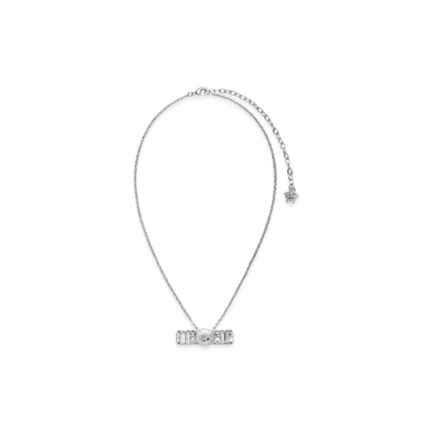 Versace Crystal Gianni Ribbon Pendant Necklace "Silver"