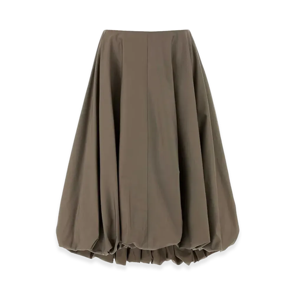 BALENCIAGA Women's Mud Gabardine Skirt "Brown"