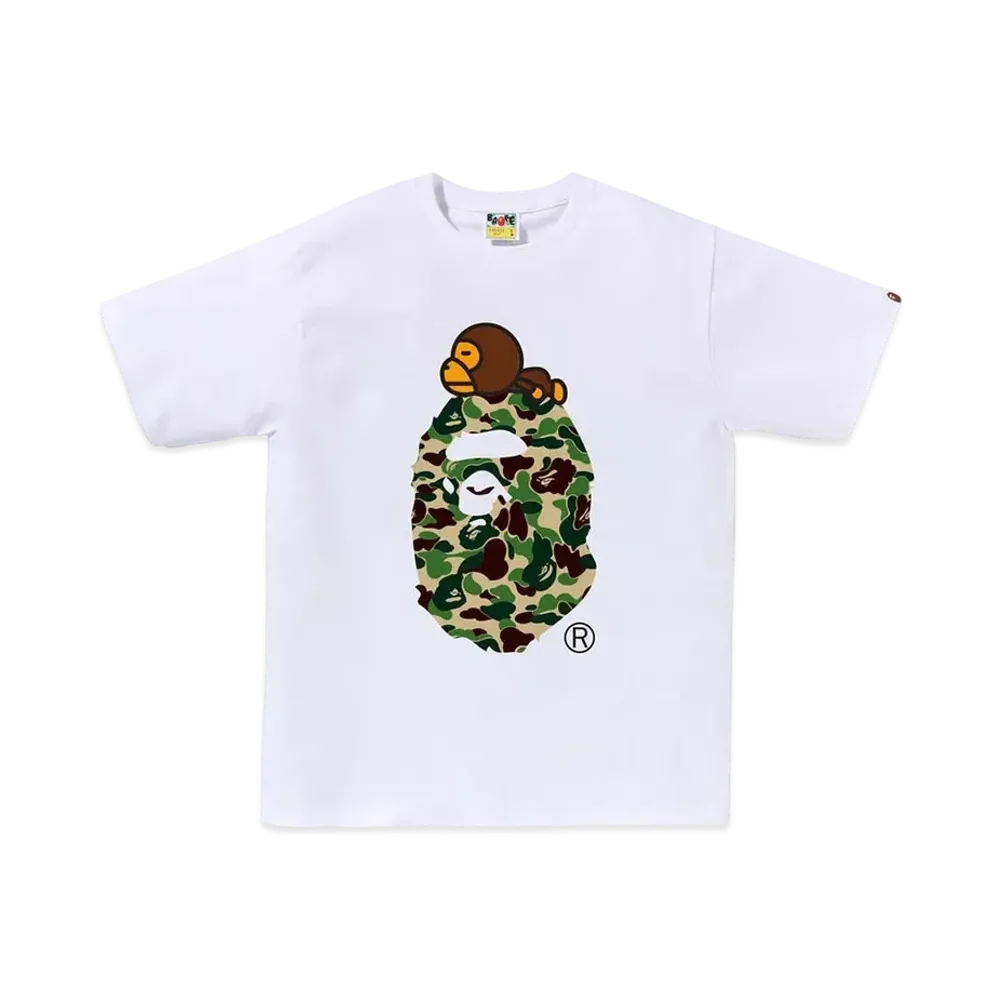 A BATHING APE Abc Camo Milo On Big Ape Tee "White/Green"