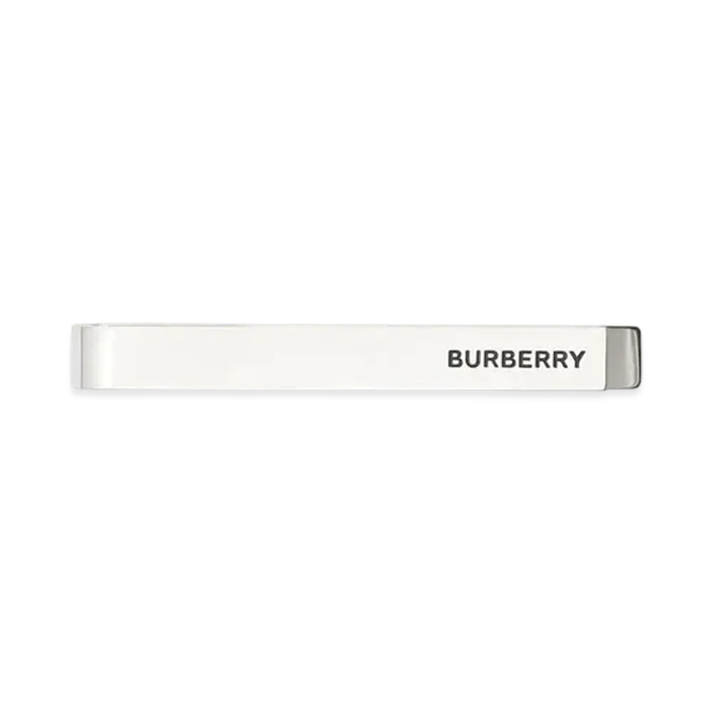 Burberry Logo Detail Palladium Plated Tie Bar "Palladium/Black"
