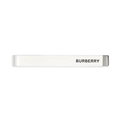 Burberry Logo Detail Palladium Plated Tie Bar "Palladium/Black"
