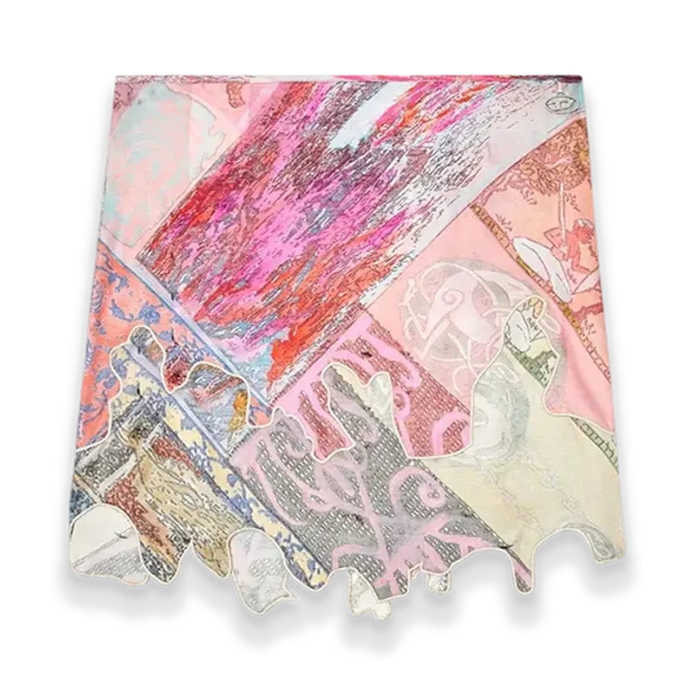Diesel O-Dare Viscose Mini Skirt With Heraldic Print "Pink White"