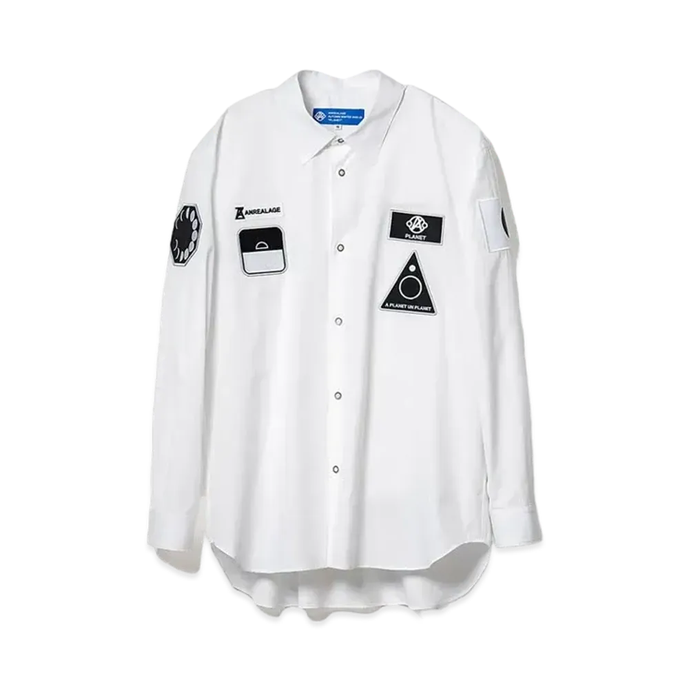 ANREALAGE Mission patch shirts "WHITE"