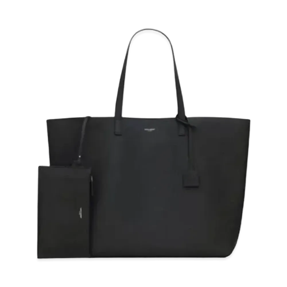 SAINT LAURENT Bold East/West Shopping Bag In Grained Leather "Black"