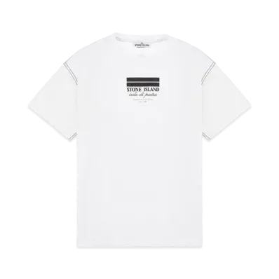 Stone Island 20894 COTTON JERSEY 'ULTRA INSTITUTIONAL THREE' PRINT_REGULAR FIT "White"