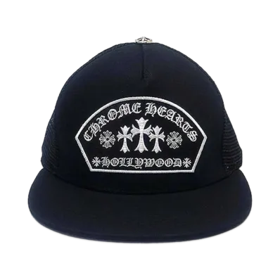 Chrome Hearts Trucker Cap Fabric Front 3 Cross Camouflage "Black/White"