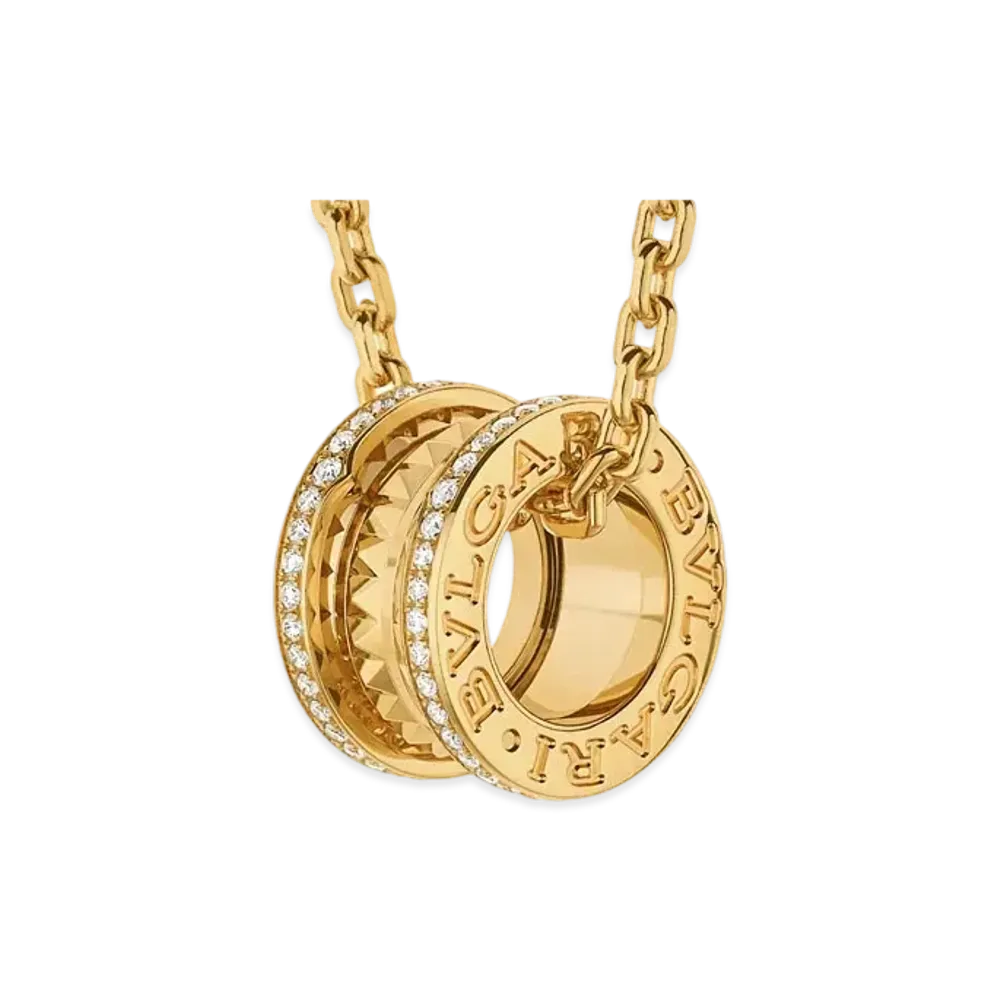BVLGARI B Zero 1 Lock Pendant Necklace Diamonds "Yellow Gold"