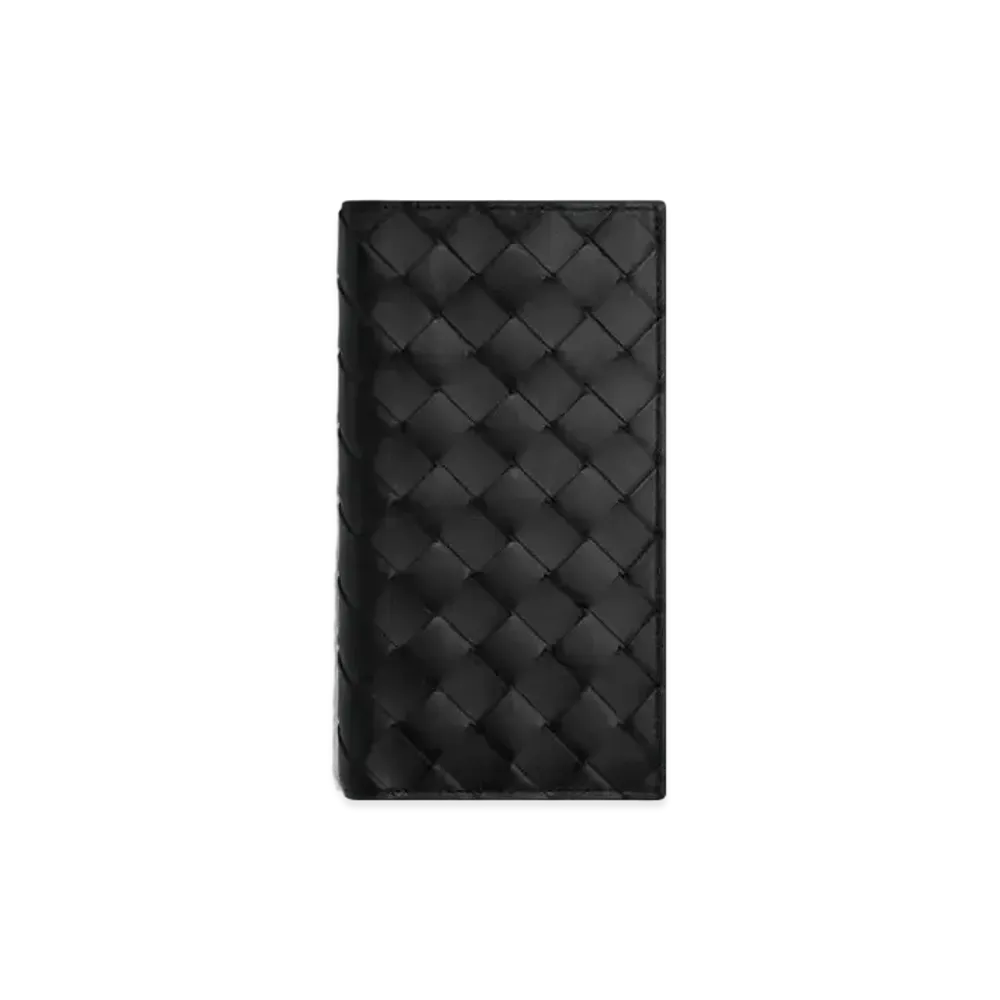 Bottega Veneta Intrecciato Calfskin Bi-fold Long Wallet "Black/Redstone"