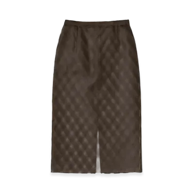 AURALEE Women's Sheer Silk Cotton Cut Jacquard Pencil Skirt "Dark Brown"