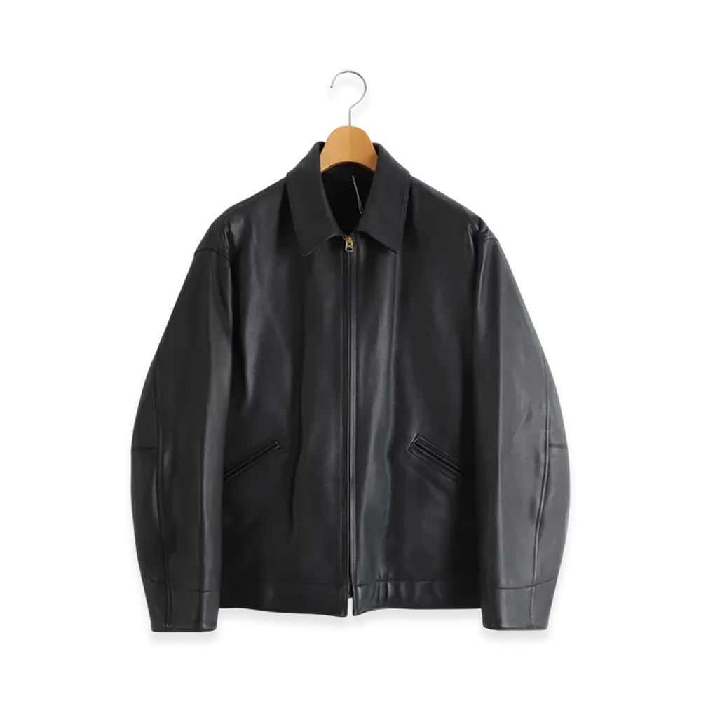 COMOLI Calfskin Zip Short Jacket "Black"