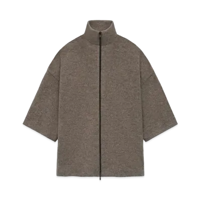 FEAR OF GOD ESSENTIALS Boiled Wool Short Sleeve Jacket "Wood"