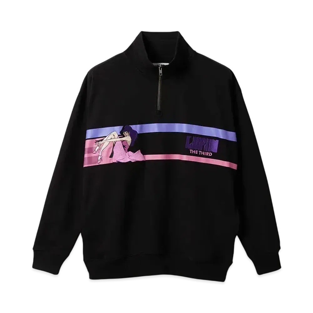 graniph x Lupin III Fujiko Mine Fleece Half Zip Sweat "Black"