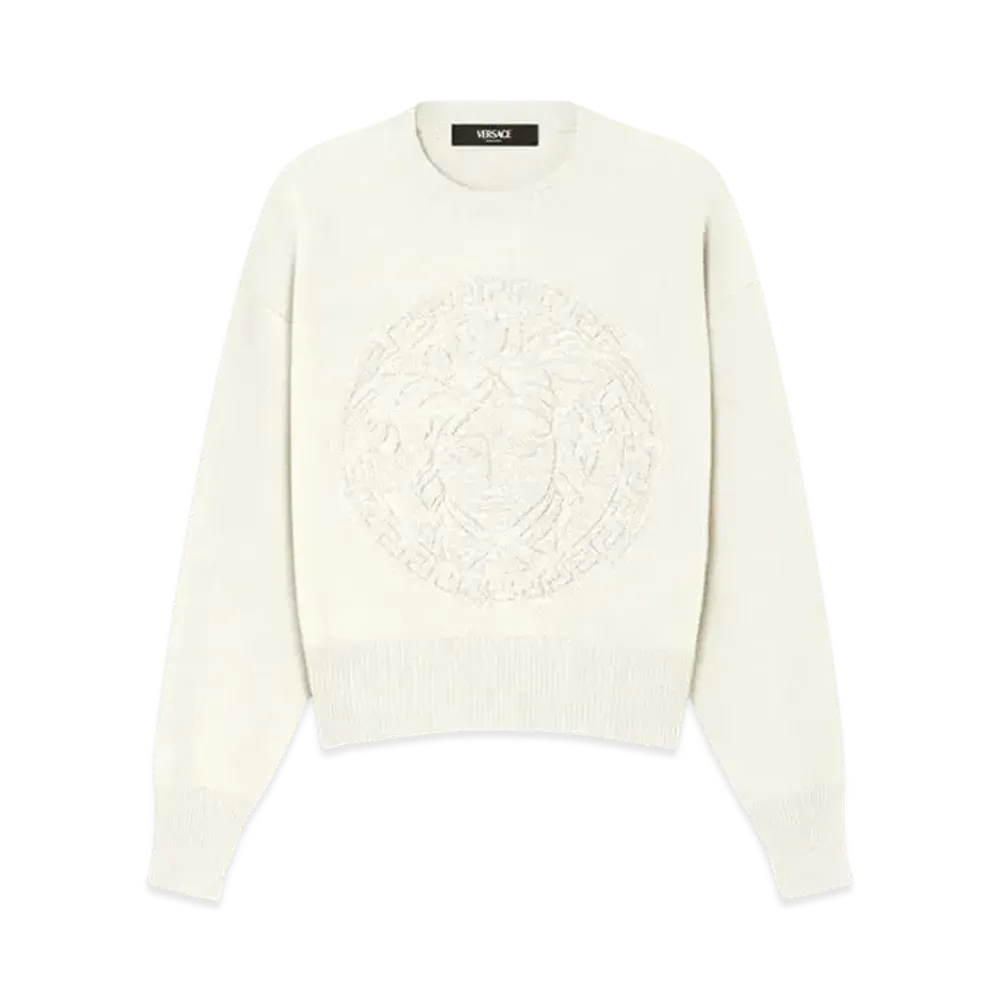 Versace Medusa Wool-Blend Knit Towel Sweater "White"