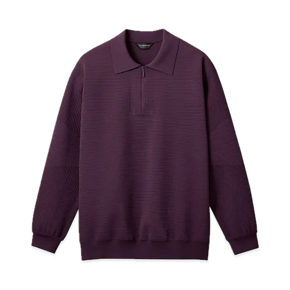 DESCENTE ALLTERRAIN Fusion Knit Long Sleeve Polo Shirt "Plum"