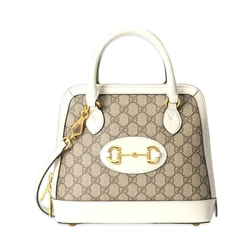 GUCCI Horsebit 1955 Small Top Handle Bag "GG Supreme/White"