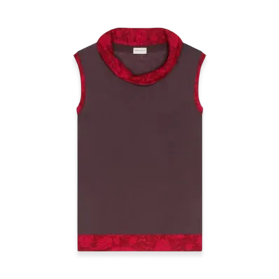 DRIES VAN NOTEN Women's Contrast Top "Burgundy"