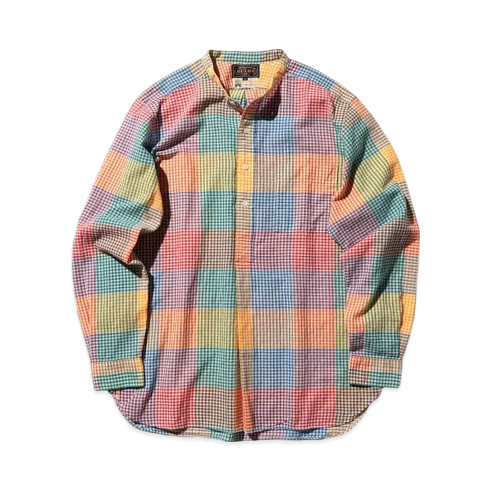 BEAMS Band Pullover Madras "Orange"