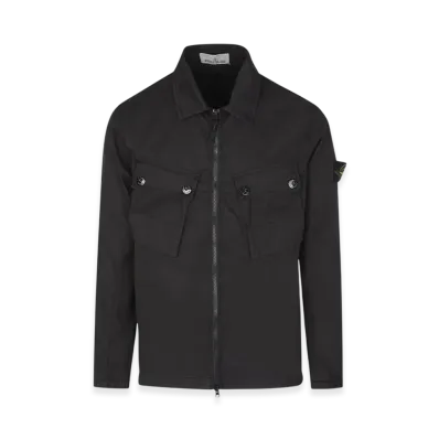 Stone Island 10910 Stretch Cotton Gabardine Garment Dyed Overshirt - 22FW "Black"