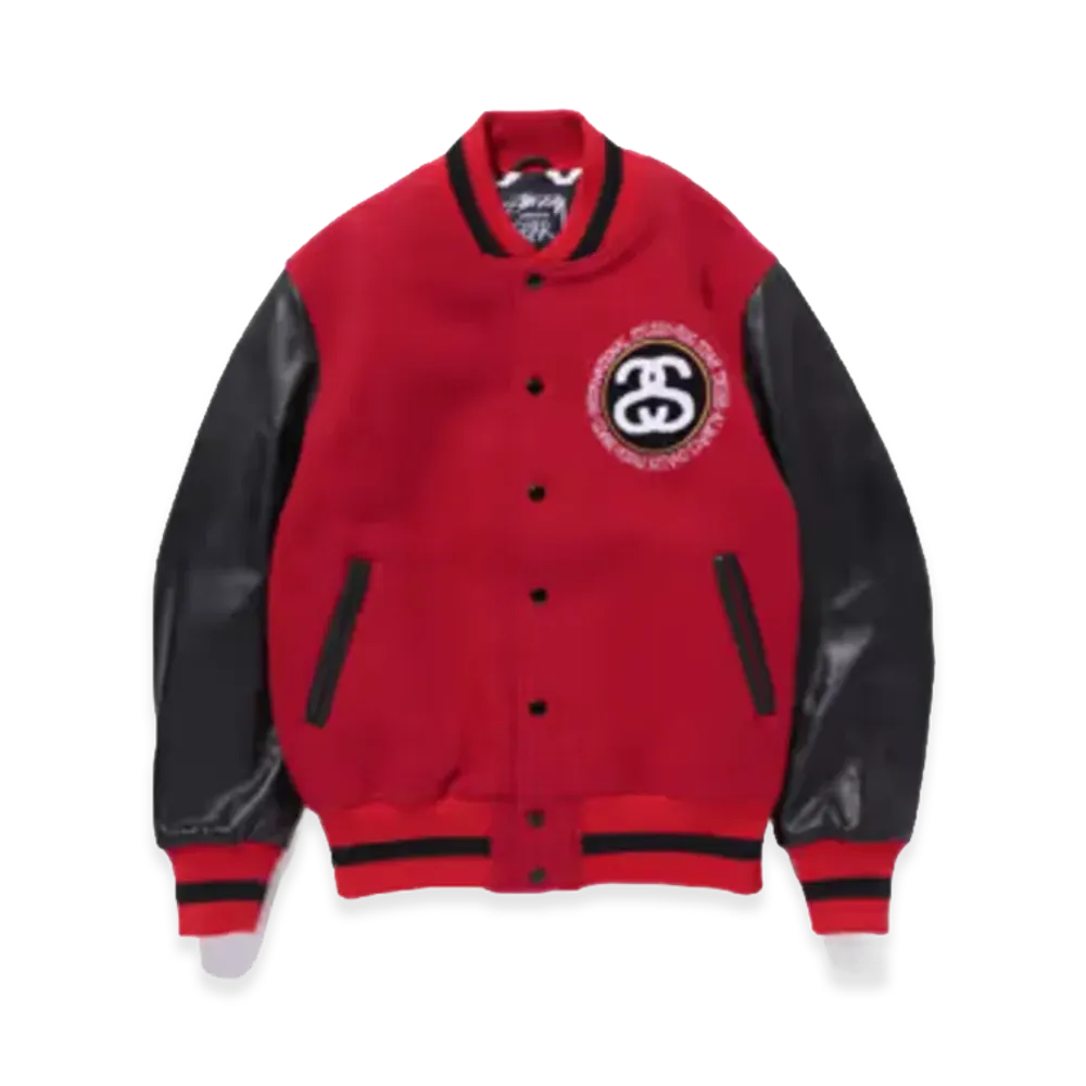 Stussy x ROC STAR "Roc Star Tribe" Varsity Jacket "Red"