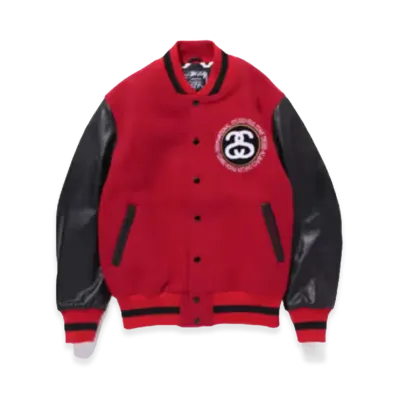 Stussy x ROC STAR "Roc Star Tribe" Varsity Jacket "Red"