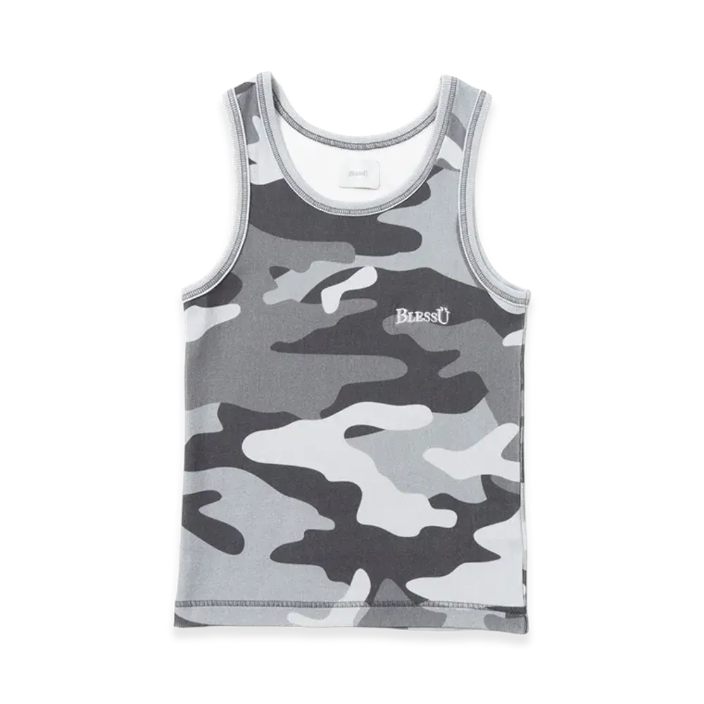 BLESS U Camouflage Pattern Tank Top "Gray"